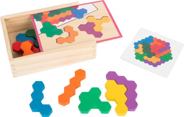 Lernspiel Holzpuzzle Hexagon